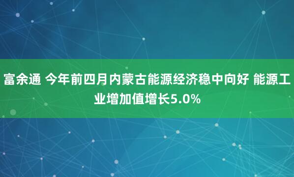 富余通 今年前四月内蒙古能源经济稳中向好 能源工业增加值增长5.0%